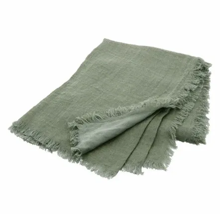 Linge de lit - Jetée de lit ETAMINE en lin 220x240 cm ETAMINE 2 LICHEN - EN FIL D'INDIENNE...