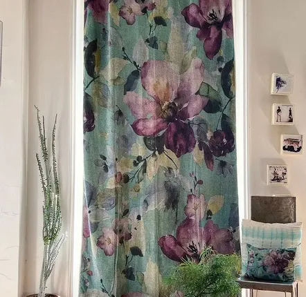 Curtains and window coverings - FLORA curtain 140x300cm  curtain N°1 FLORA CELADON - EN FIL D'INDIENNE...