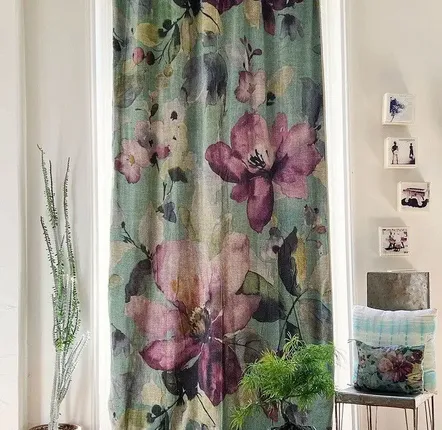 Curtains and window coverings - FLORA curtain 140x300cm  curtain N°2 FLORA CELADON - EN FIL D'INDIENNE...
