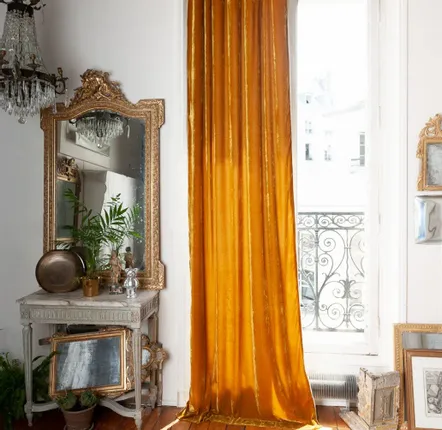 Rideaux et voilages - FORTUNA Rideau en velours de soie 110x300 cm TABAC - EN FIL D'INDIENNE...