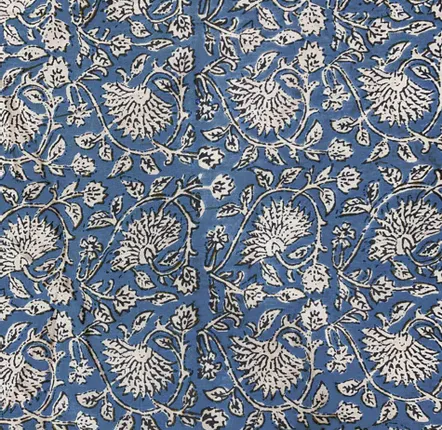 Linge de lit - INDIENNE Voilage 145x280 cm INDIENNE DENIM FEUILLE - EN FIL D'INDIENNE...