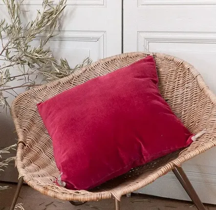 Coussins textile - LYRIC Housse de Coussin 45x45 cm TERRE ROUGE - EN FIL D'INDIENNE...