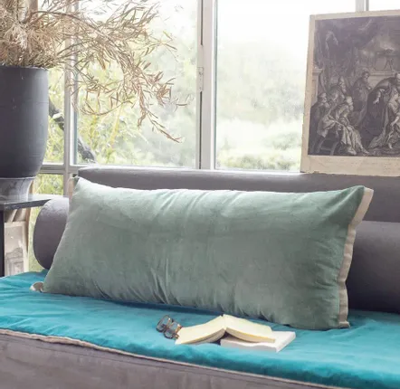 Fabric cushions - Medicis Cushion Cover 45X100 Cm Medicis Celadon - EN FIL D'INDIENNE...