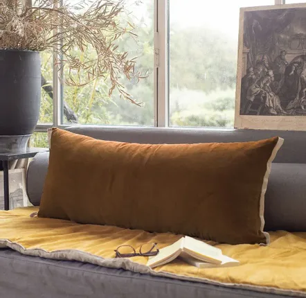 Fabric cushions - Medicis Cushion Cover 45X100 Cm Medicis Taupe - EN FIL D'INDIENNE...