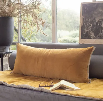 Fabric cushions - Medicis Cushion Cover 45X100 Cm Medicis Tabac - EN FIL D'INDIENNE...