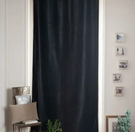 Rideaux et voilages - MEDICIS rideau occultant en velours de coton130x280cm BELUGA - EN FIL D'INDIENNE...
