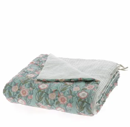 Bed linens - Pensee Summer Bed End 90X200 Cm Pensees Coton Celadon - EN FIL D'INDIENNE...