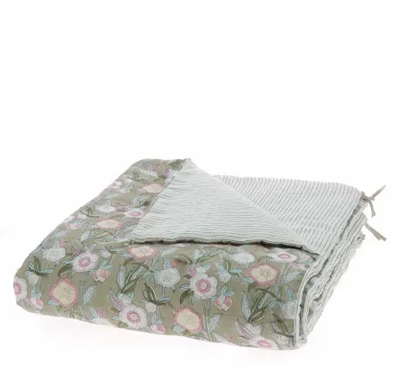 Bed linens - Pensee Summer Bed End 90X200 Cm Pensees Coton Gris - EN FIL D'INDIENNE...