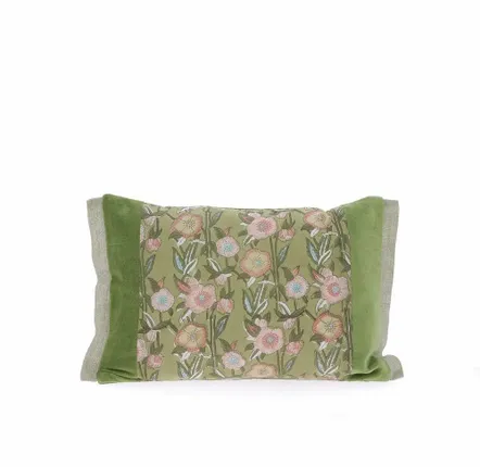 Fabric cushions - Pensee Velvet Cushion Cover 30X45 Cm Pensees Velours Avocat - EN FIL D'INDIENNE...