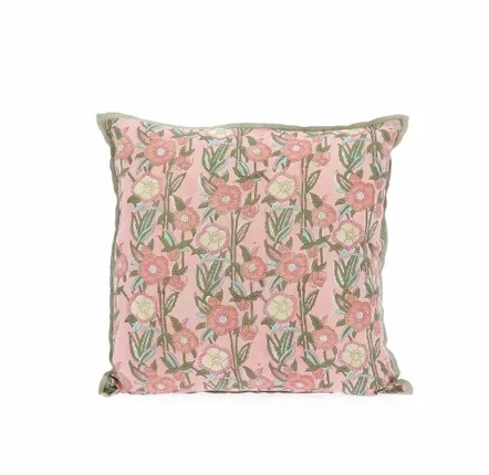 Fabric cushions - PENSEE VELVET Cushion cover 45x45 cm PENSEES VELOURS POUDRE - EN FIL D'INDIENNE...
