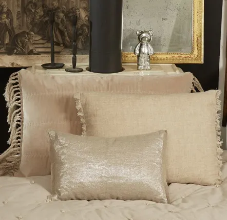 Fabric cushions - Platine Cushion Cover 30X45 Cm Platine Lin - EN FIL D'INDIENNE...