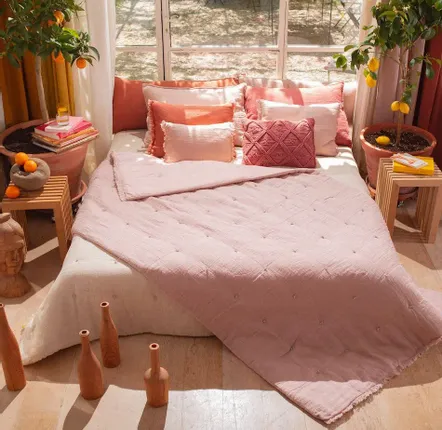 Throw blankets - Etamine Quilt 140X240 Cm Etamine 2 Poudre - EN FIL D'INDIENNE...