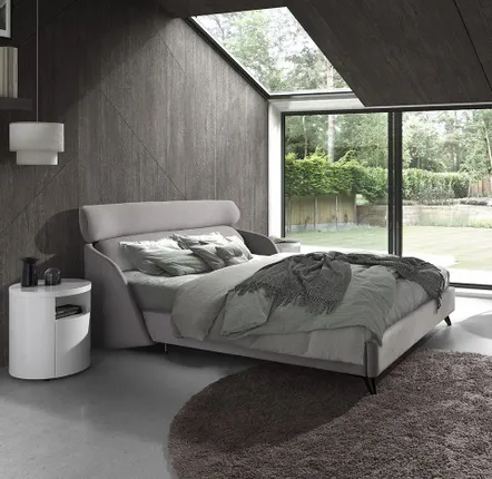 Beds - Light grey fabric bed - ANGEL CERDÁ