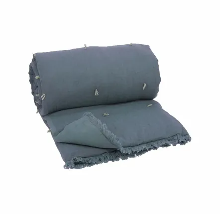 Linge de lit - ETAMINE Bout de lit 90x200 cm ETAMINE 2 INDIGO - EN FIL D'INDIENNE...