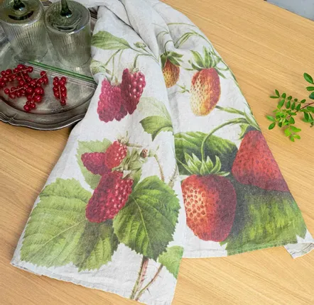 Dish towels - STRAWBERRY & RASPBERRY  ǀ 100% Linen Tea Towels - LINOROOM 100% LINEN TEXTILES