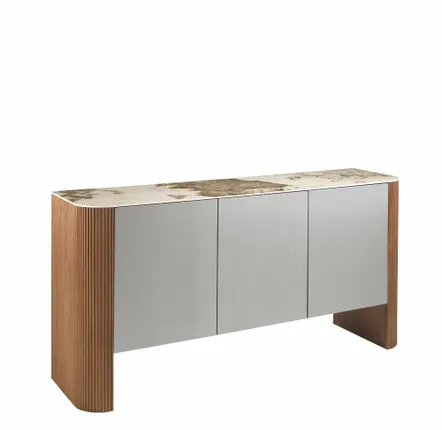 Buffets - Buffet en bois argenté, noyer et plateau en marbre de porcelaine - ANGEL CERDÁ