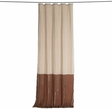 Rideaux et voilages - FORTUNA DUO  Rideau en velours de soie et lin 140x300 cm TAUPE - EN FIL D'INDIENNE...