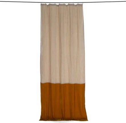 Rideaux et voilages - FORTUNA DUO  Rideau en velours de soie et lin 140x300 cm TABAC - EN FIL D'INDIENNE...