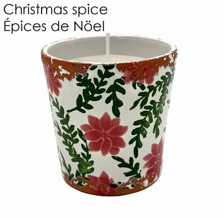 Bougies - Bougie parfumée en céramique poinsettia de Noël taille M - WAX DESIGN - BARCELONA