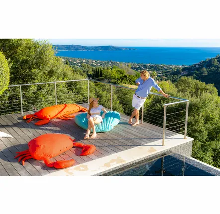 Equipements espace extérieur - Pouf coquillage extérieur flottant déhoussable bleu - MX HOME