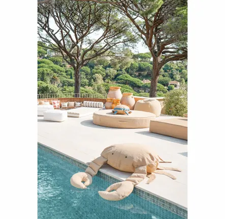Equipements espace extérieur - Pouf crabe extérieur flottant déhoussable en tissu effet raphia - MX HOME