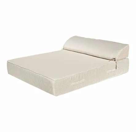 Equipements espace extérieur - Lit bain de soleil extérieur en mousse 2 places beige et blanc - MX HOME