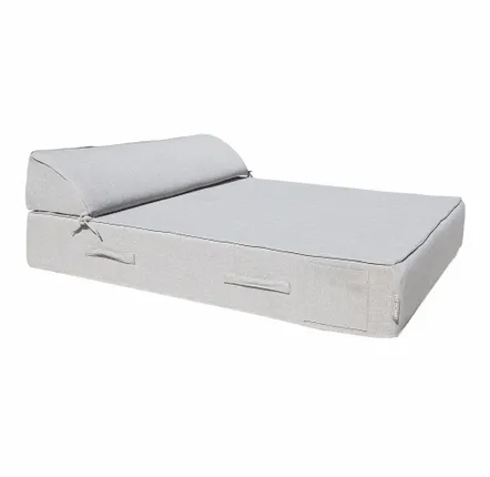 Equipements espace extérieur - Lit bain de soleil extérieur en mousse 2 places effet lin - MX HOME