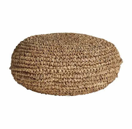 Repose-pieds - Puff en fibre naturelle marron 36x36x18 cm - VICAL