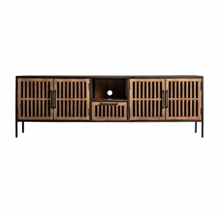 Meubles TV - Meuble tv en bois de mangue noir 200x45x66 cm - VICAL