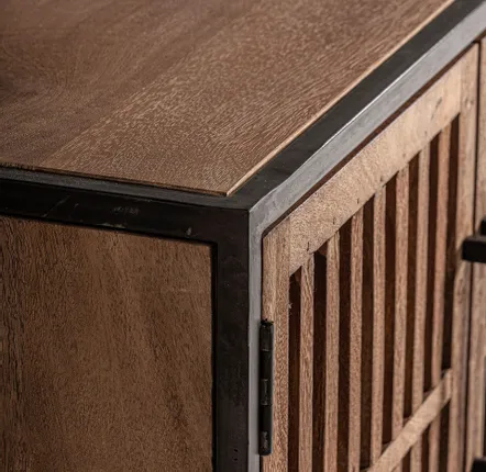 Meubles TV - Meuble tv en bois de mangue noir 200x45x66 cm - VICAL