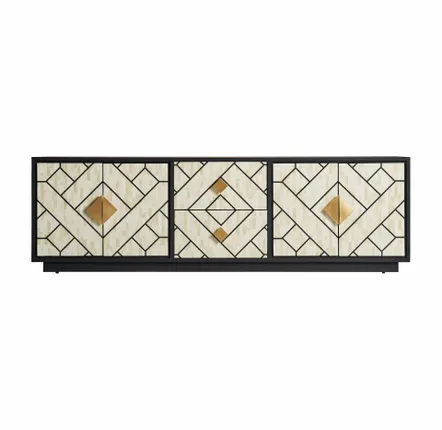 Meubles TV - Meuble tv en bois mdf noir  en 180x40x55 cm - VICAL