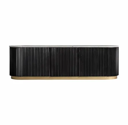 Meubles TV - Meuble tv en marbre noir  en 170x40x50 cm - VICAL