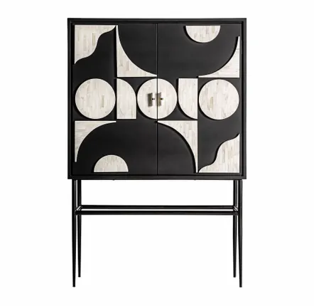 Wardrobe - Black MDF wooden cabinet in 100x40x151 cm - VICAL
