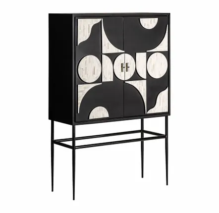 Wardrobe - Black MDF wooden cabinet in 100x40x151 cm - VICAL