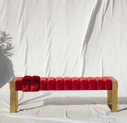 Banquettes pour collectivités - Dawn Banc assise Velour/fourrure, pied laiton ciselé Bronze Clair - DUISTT
