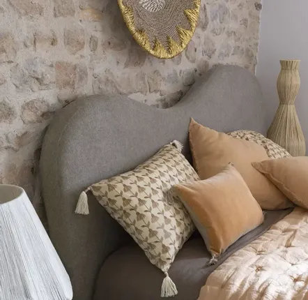 Têtes de lit - Tête de lit SERENA tissu gris 181x11X122 - BLANC D'IVOIRE