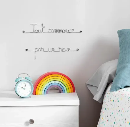 Children's decorative items - Wire Wall Quote" It all starts with a dream” - Bedroom - BIJOUX DE MUR