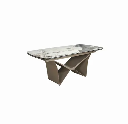 Tables Salle à Manger - Table à manger extensible ovale en forme de baril en marbre porcelaine - ANGEL CERDÁ