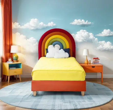 Children's bedrooms - Rainbow Upholstered Bed - BLUE BEAR