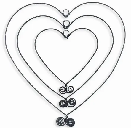 Children's bedrooms - Trio of Variegated Hearts wire wall decoration - BIJOUX DE MUR