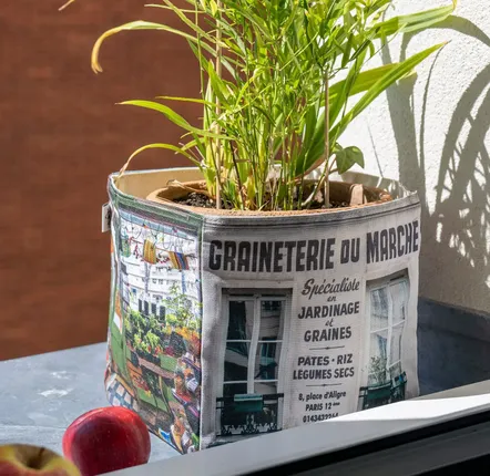 Homewear textile - Boite de rangement Graineterie du marché - MARON BOUILLIE