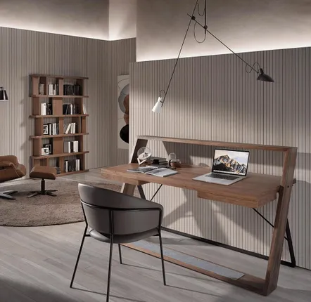Mobilier et rangements pour bureau - Bureau en bois de noyer et acier noir - ANGEL CERDÁ