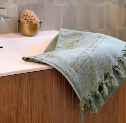 Serviettes de bain - FOUTA EN COTON BIOLOGIQUE - COLLECTION DOLCE - COULEUR JADE - KARAWAN AUTHENTIC