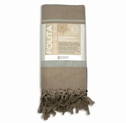 Serviettes de bain - FOUTA TISSÉE EN COTON BIOLOGIQUE - COLLECTION GARDEN - COULEUR EARTH - KARAWAN AUTHENTIC