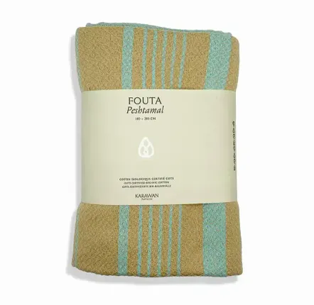Serviettes de bain - FOUTA EN COTON BIOLOGIQUE - Collection SAND - Couleur AQUASKY - KARAWAN AUTHENTIC