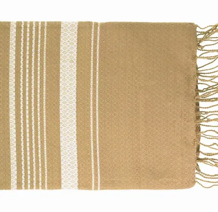 Serviettes de bain - FOUTA EN COTON BIOLOGIQUE - Collection SAND- Couleur SABLE & BLANC - KARAWAN AUTHENTIC