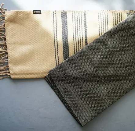 Serviettes de bain - FOUTA EN COTON BIOLOGIQUE - COLLECTION SAND - Couleur SABLE & CENDRE - KARAWAN AUTHENTIC