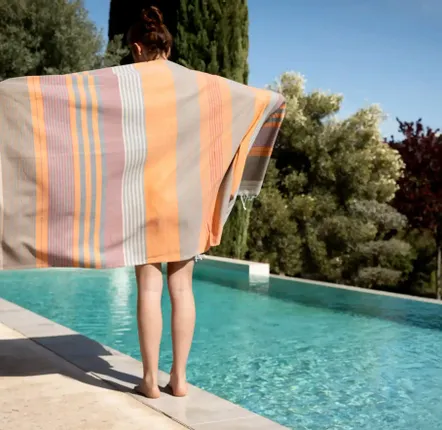 Serviettes de bain - FOUTA EN COTON BIOLOGIQUE - Collection SUD - Couleur INDIA GOLD - KARAWAN AUTHENTIC