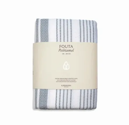 Serviettes de bain - FOUTA EN COTON BIOLOGIQUE - Collection WHITE SAND- Couleur BLANC & MIRAGE - KARAWAN AUTHENTIC