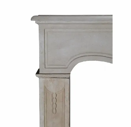 Fireplaces - Antique Louis XIV Style Off-White Limestone Fireplace Surround - MAISON LEON VAN DEN BOGAERT